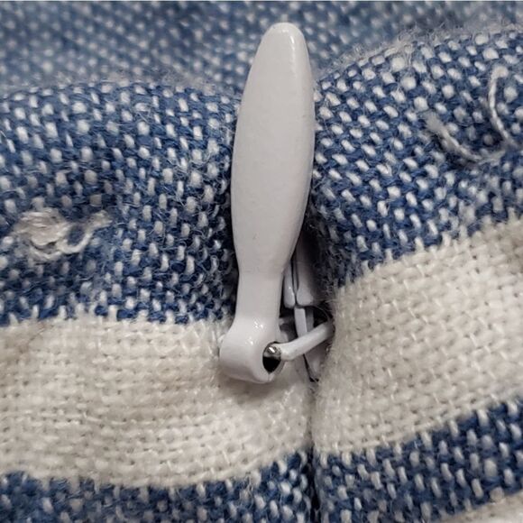 🔺️Gap Blue & White Stripe Linen Blend Apron Romper Shorts Size 00 - Picture 7 of 11